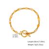 Niche Design Fashionable Color Natural Stone Beaded Stainless Steel Rice Bead Ot Buckle Bracelet Female Br-3051