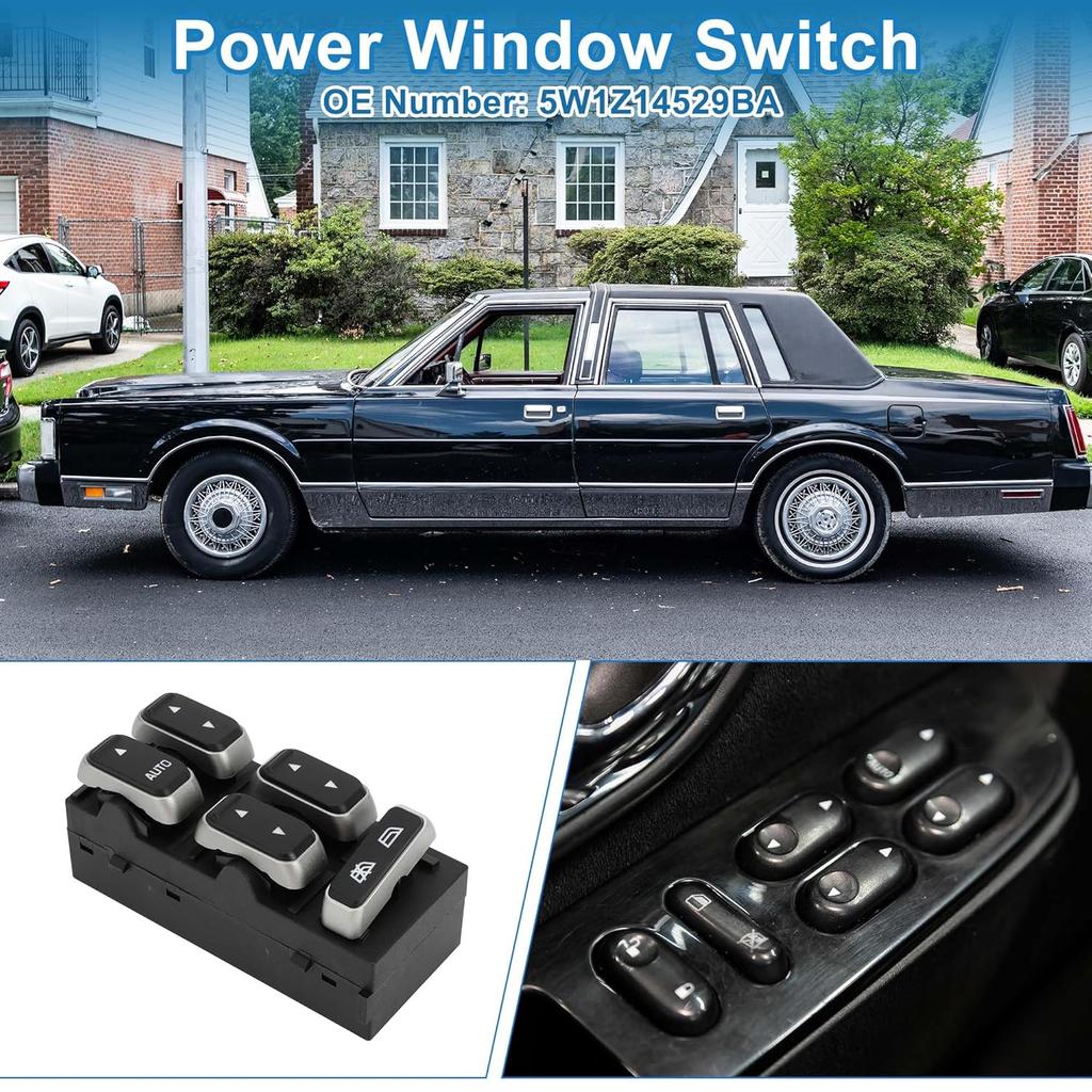Power Window Switch No.5W1Z14529BA Window Control Switch for Lincoln Town Car 2003-2008 Black