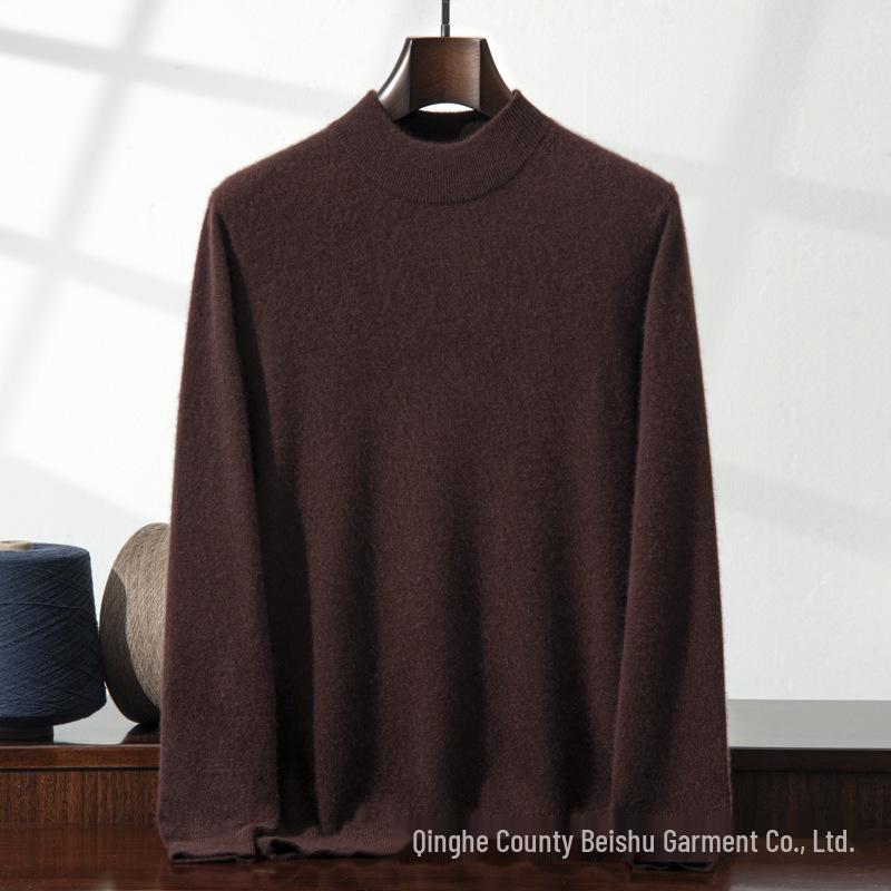 Men's Autumn Winter Cashmere Half-High Neck Knit Sweater