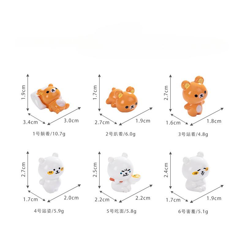 6Pcs Cartoon Bear Animal Miniatures Resin Animal Ornaments Fairy Garden Decoration Micro Landscape