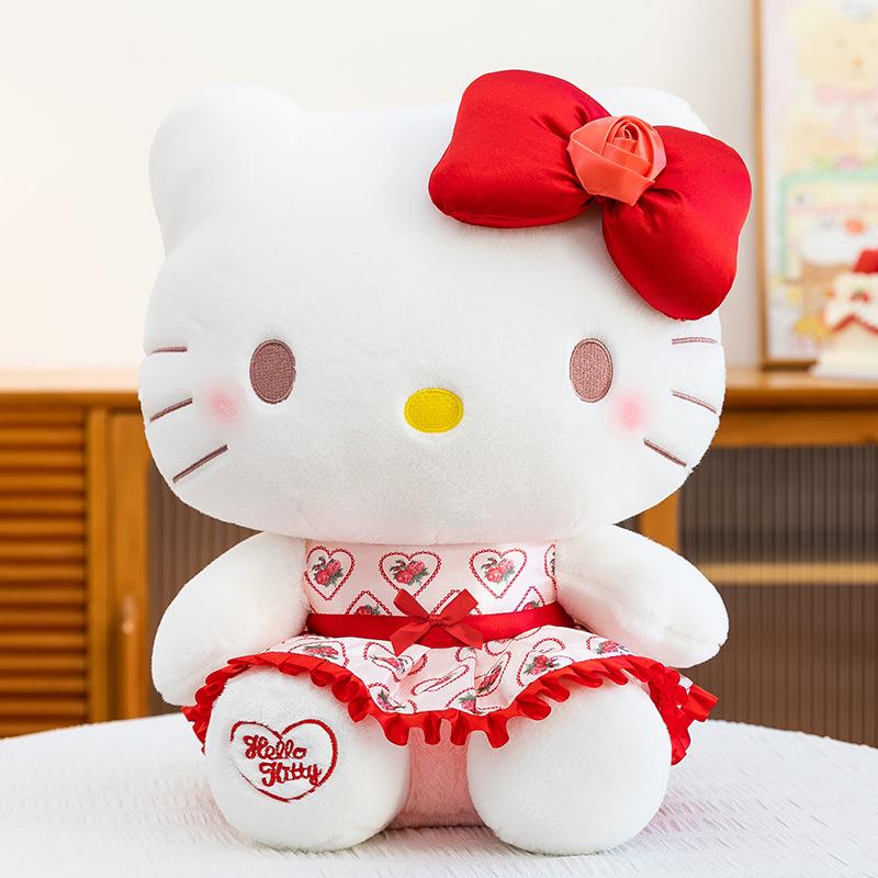 Cross-Border Rose Flower KT Cat Plush Toy - Cute Cartoon Doll Birthday Gift for Girls 32 cm