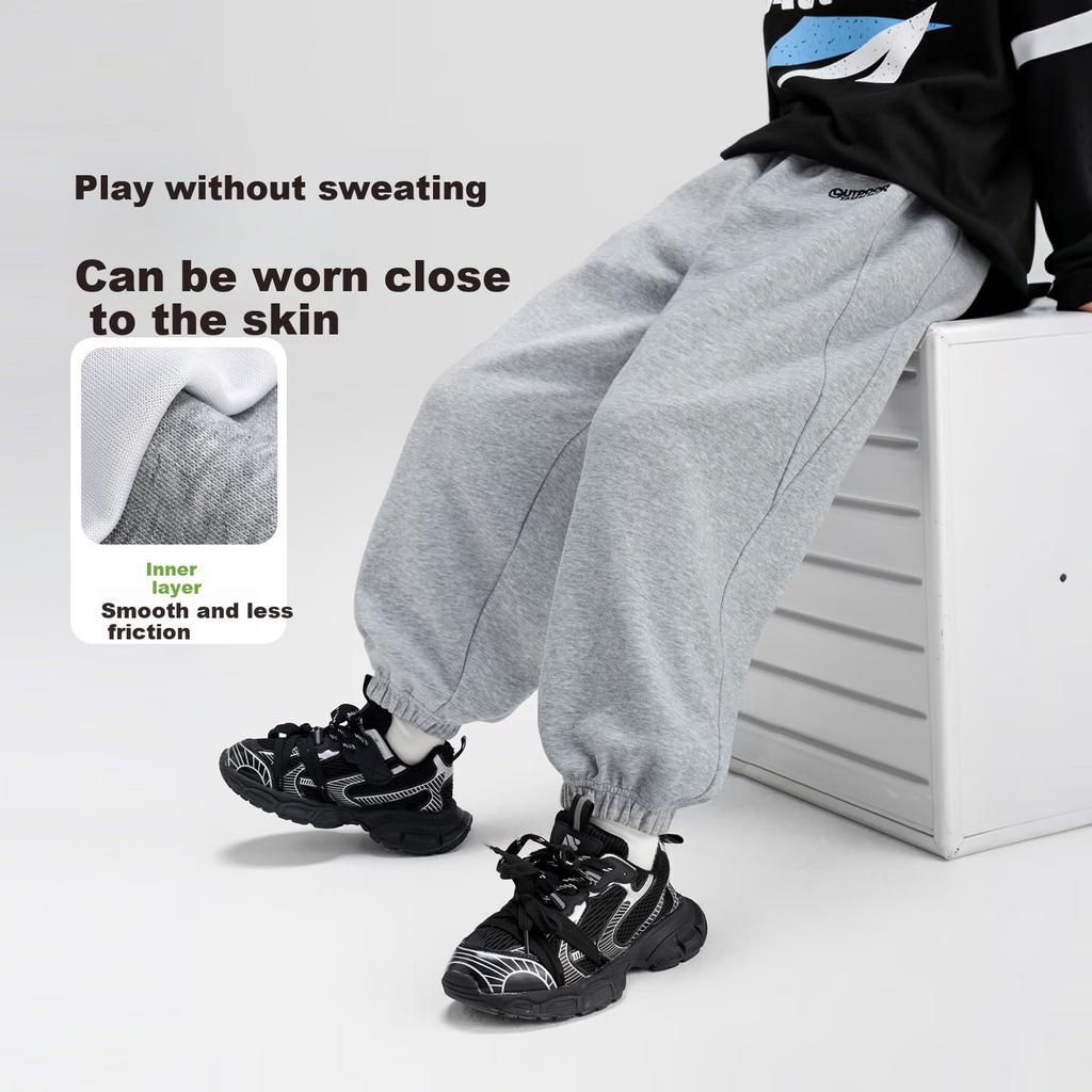 Zuoxi Boys' Sports Pants, 2026 New Spring Children's Trousers, Boys' Long Pants Sweatpants, Gray, Size 130