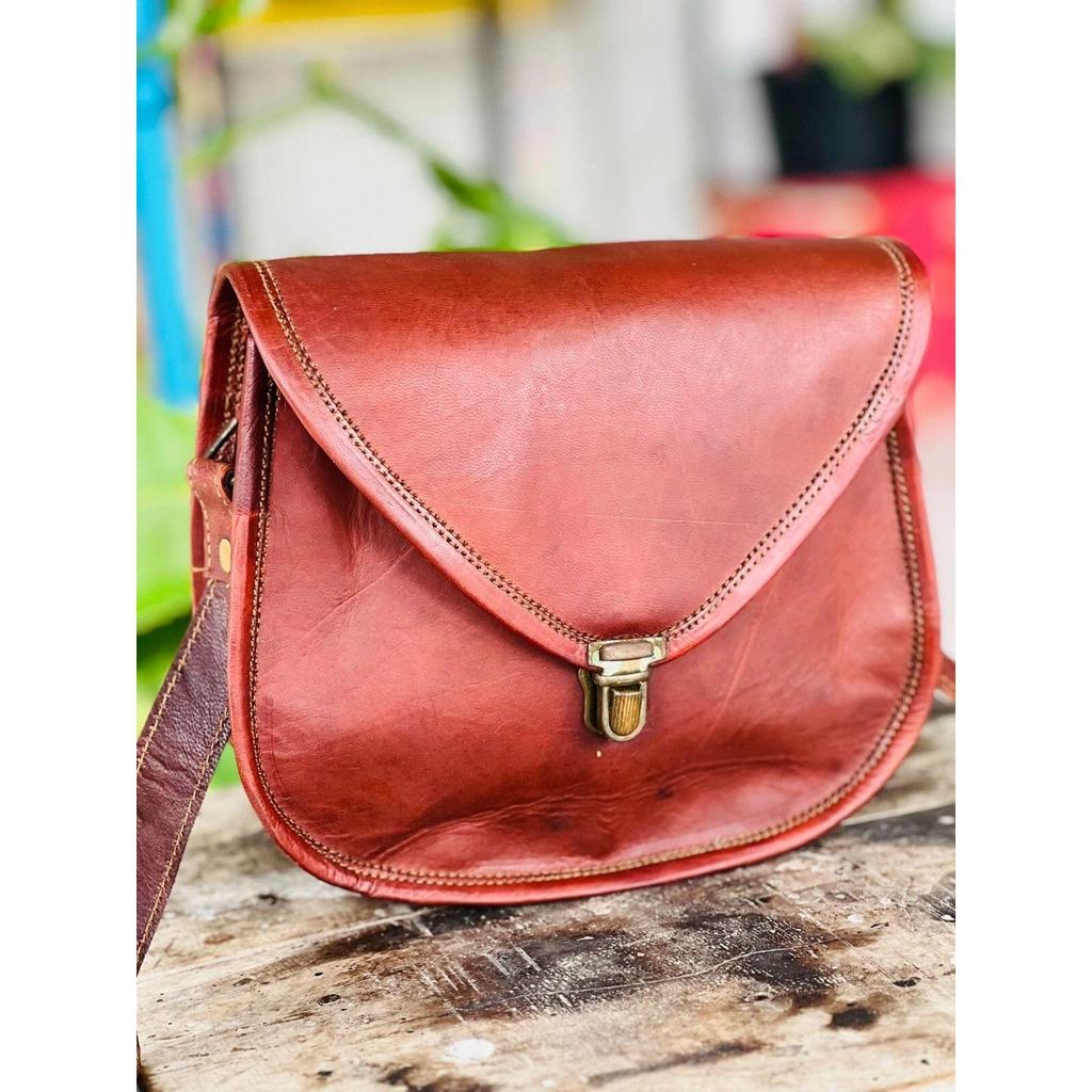New Genuine Goat Leather Vintage Messenger Ladies Shoulder Hippie Tote Bag