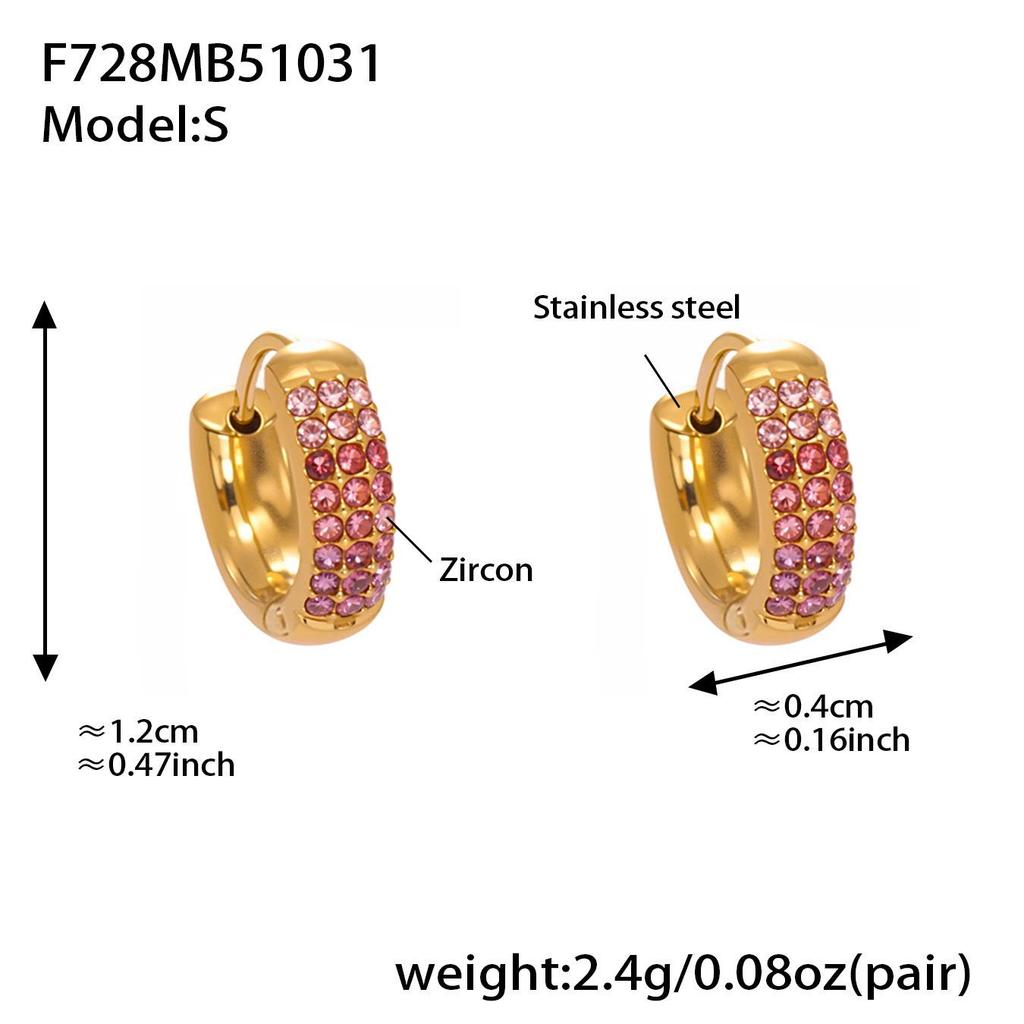 Qiong Yao Zircon Three-Row Diamond U-Shape Ear Cuff, 18k Gold Plated Stainless Steel Earrings