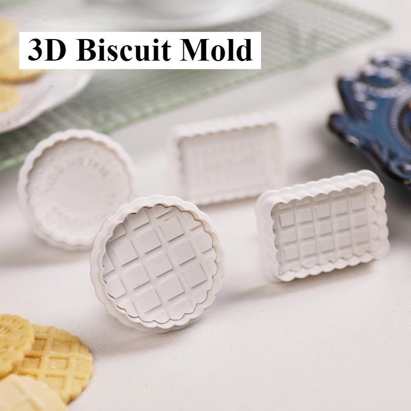 1set 3D Cookie Molds ABS Press Cutters Sandwich Cookie Stamps Baking Utensils Cookie Cutters Embossing Cupcake Bases