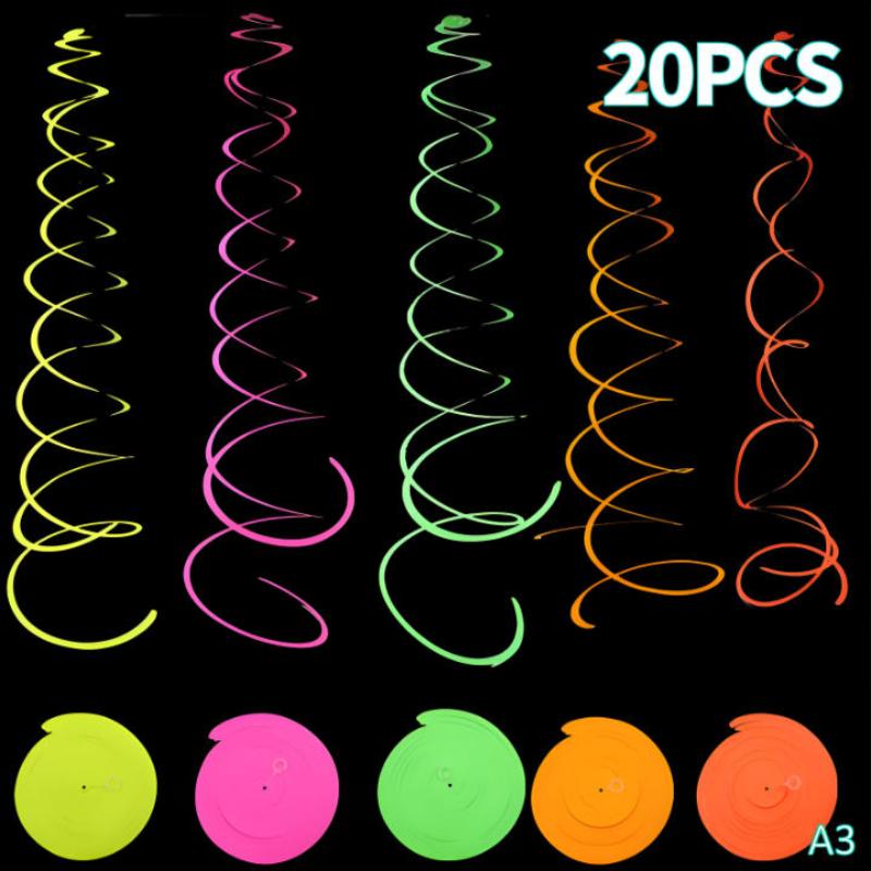 5/10/20 szt. Świecące Wiszące Wirujące Dekoracje na Imprezę Kolorowe Fluorescencyjne Wirujące Serpentyny Neonowe Świecące Wstążki na Imprezę Materiały Imprezowe