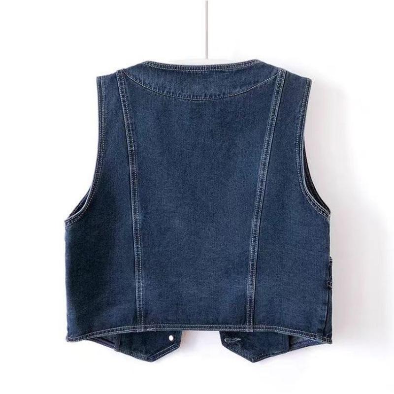 Women's Versatile Denim Vest - Slimming, Retro, Fashionable Outerwear for Spring and Autumn