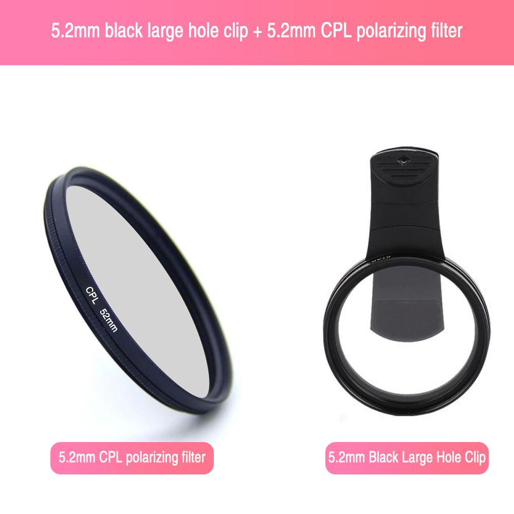 

52mm Polarizer With Clip Cpl Len Adapter Circular Polarizing Filter Len Set Universal For Smartphone Compatible Any Phone Camera 52mm