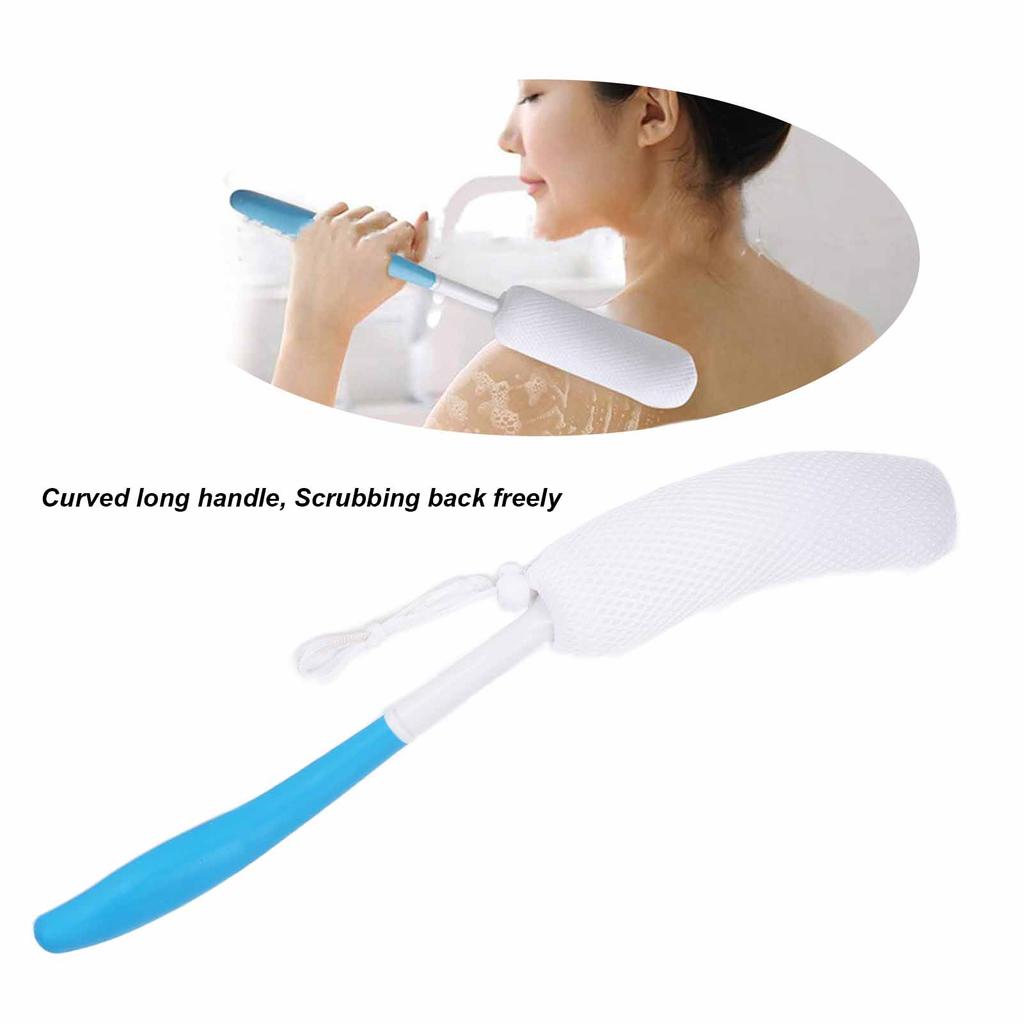 Bath Body Brush Long Curved Handle Soft Sponge Body Cleaning Exfoliating Shower Brush
