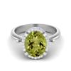 10X8mm Oval Shape Peridot Solitaire Accents 925 Sterling Silver Halo Women Engagement Ring