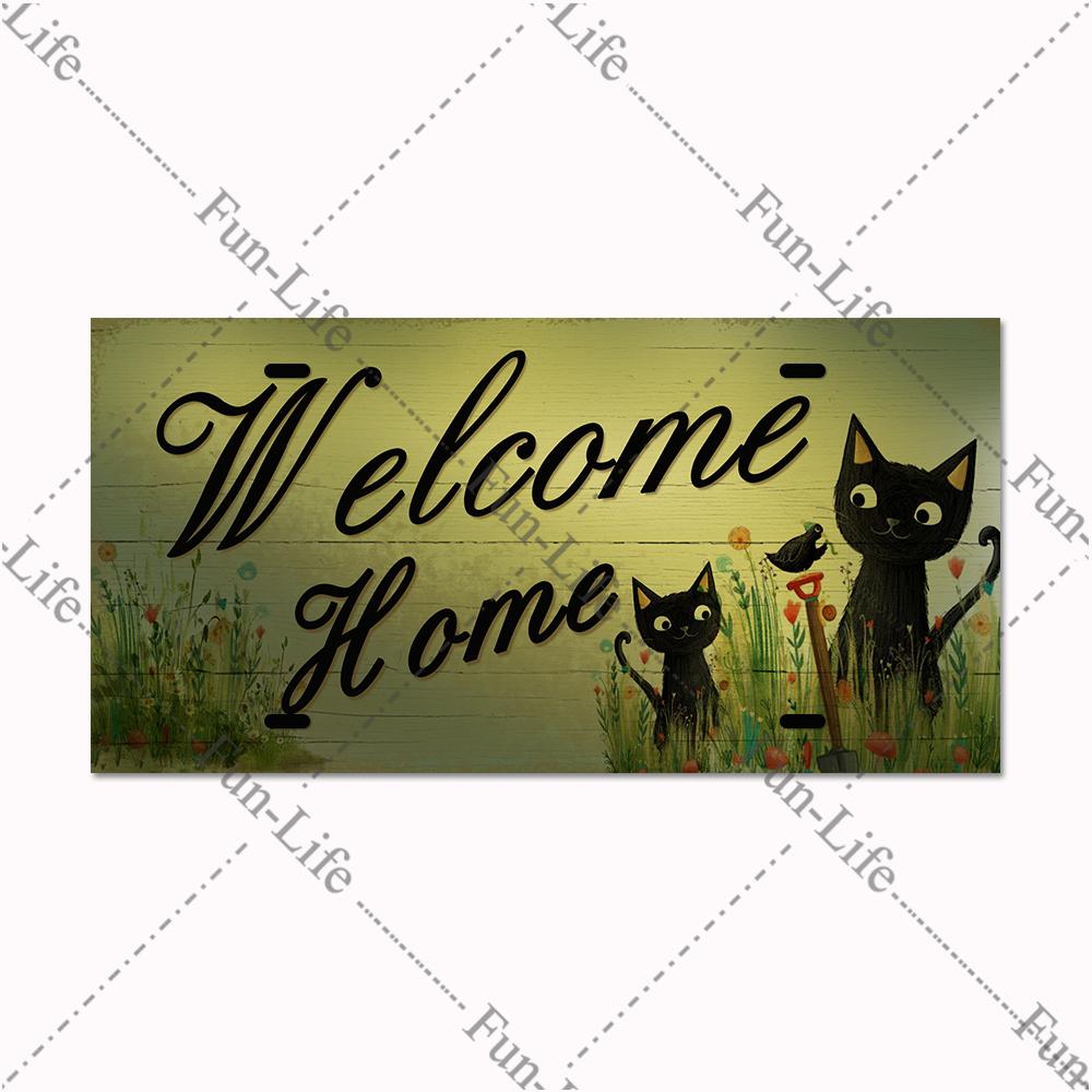 Welcome Home Metal Poster, Tin Signs, Vintage Pet, Family Hanging Plates, Plaque, Bar, Pub, Garden, Farm, Home Wall Decor