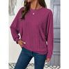 Knit Elegant Women's Solid Color Casual Sweater Tee Crew Neck Long Sleeve Spring/Fall Pullover