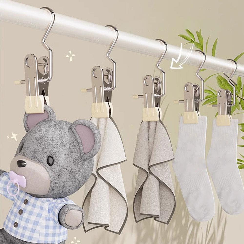 5 Pièces Cintre Pince à Linge Multifonctionnel Crochet à Vêtements Boucle Clip Métallique pour Chapeau Jupe Pantalon Rangement Armoire Vêtements Clips Antidérapants