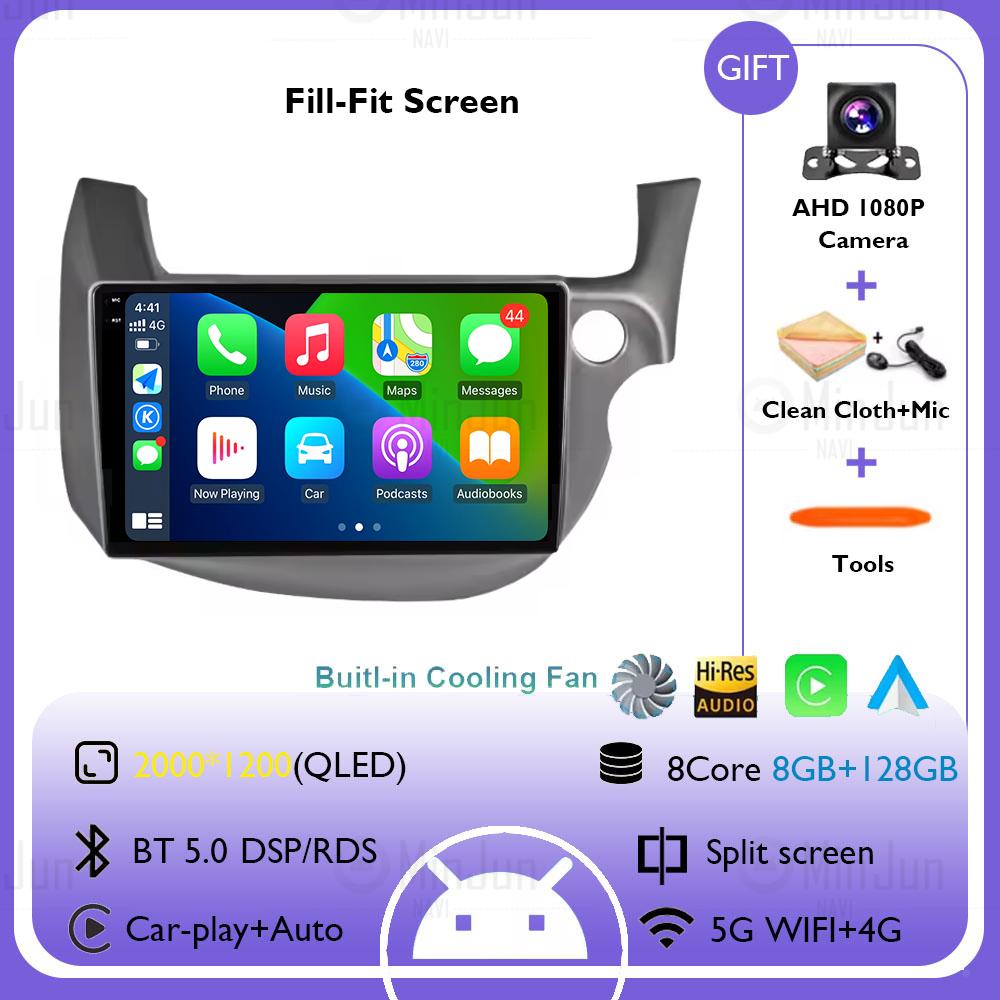 Android 14 Car Radio For HONDA FIT JAZZ 2007-2014 Right Hand Drive Carplay Auto Multimedia Video Player Split Screen Head Unit
