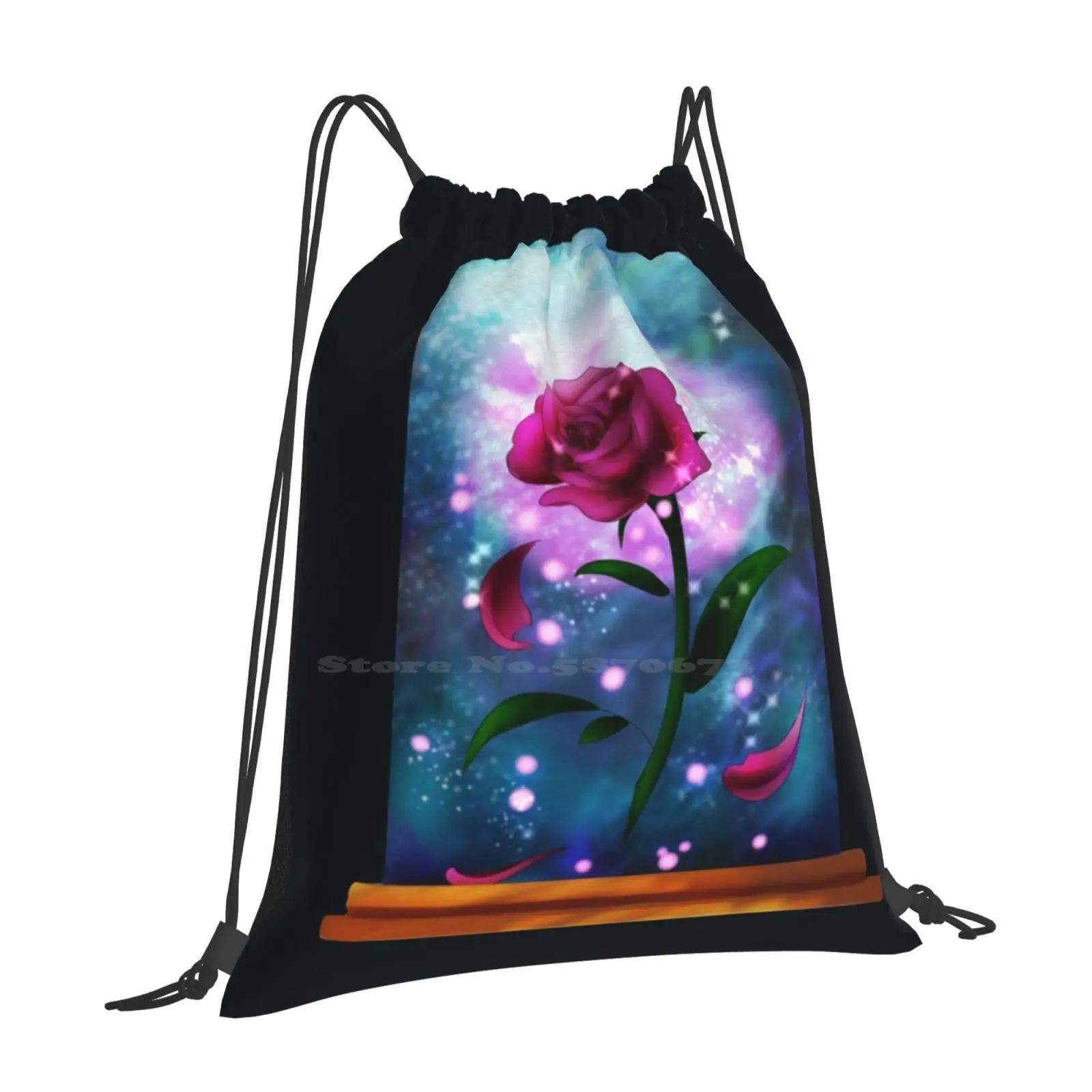 Enchanted Rose Large Capacity School Backpack Laptop Bags Rose Magical Colourful Enchanted Belle OneSize