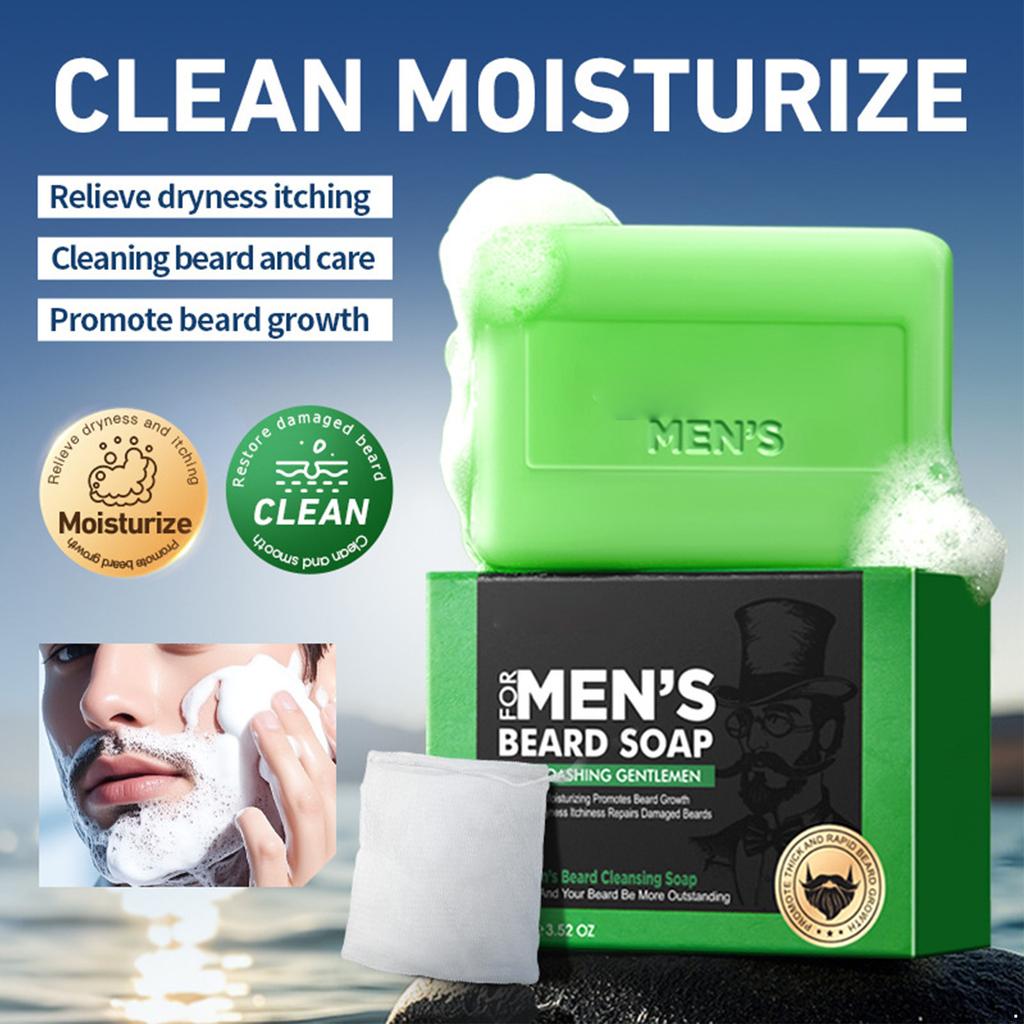 Sapone da Barba Artigianale in Barra per Uomo con Rete Schiumogena - Detergente Delicato, Idratazione e Rinfrescante per la Cura della Pelle