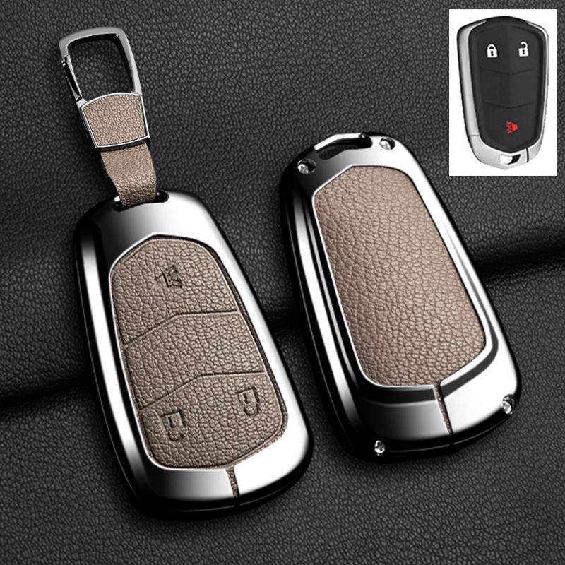 AASL1 Car Key Case Cover For Cadillac Xt5 XTS CTS SRX ATSL XT4 CT6 ATS Escalade ESV DTS ELR STS 2014-2018 Zinc Alloy Leather Keychain