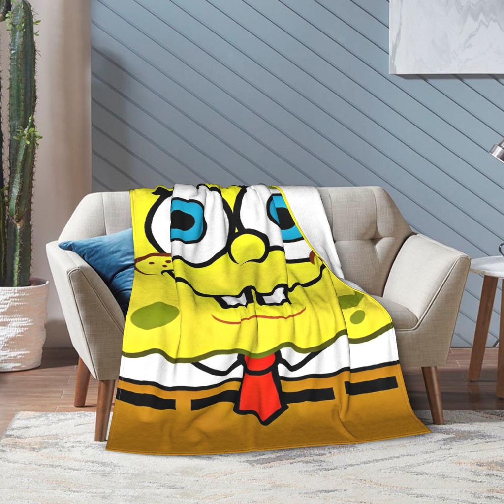 Anime SpongeBob SquarePants Blankets Flannel Awesome Warm Throw Blankets for Coverlet Textile Decor