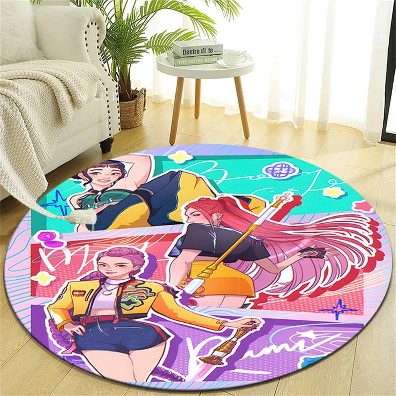 1pc KPop Demon Hunters9 Design Printed Area Round Carpet for Bedroom Living Room Home Decor Rugs Mat Non Slip Mat Rug for Bedside