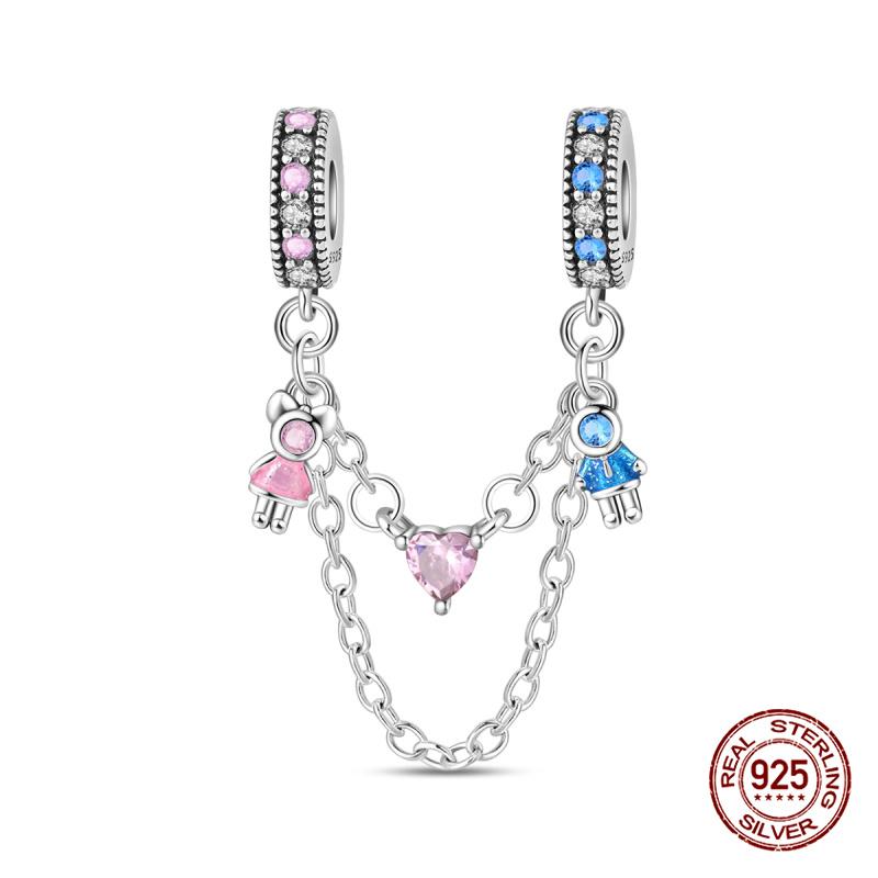 Original Charms Copper Hand Picking Star Safety Chain Charms Bead Fits 3Mm Original Bracelet Women Diy Jewelry Gift