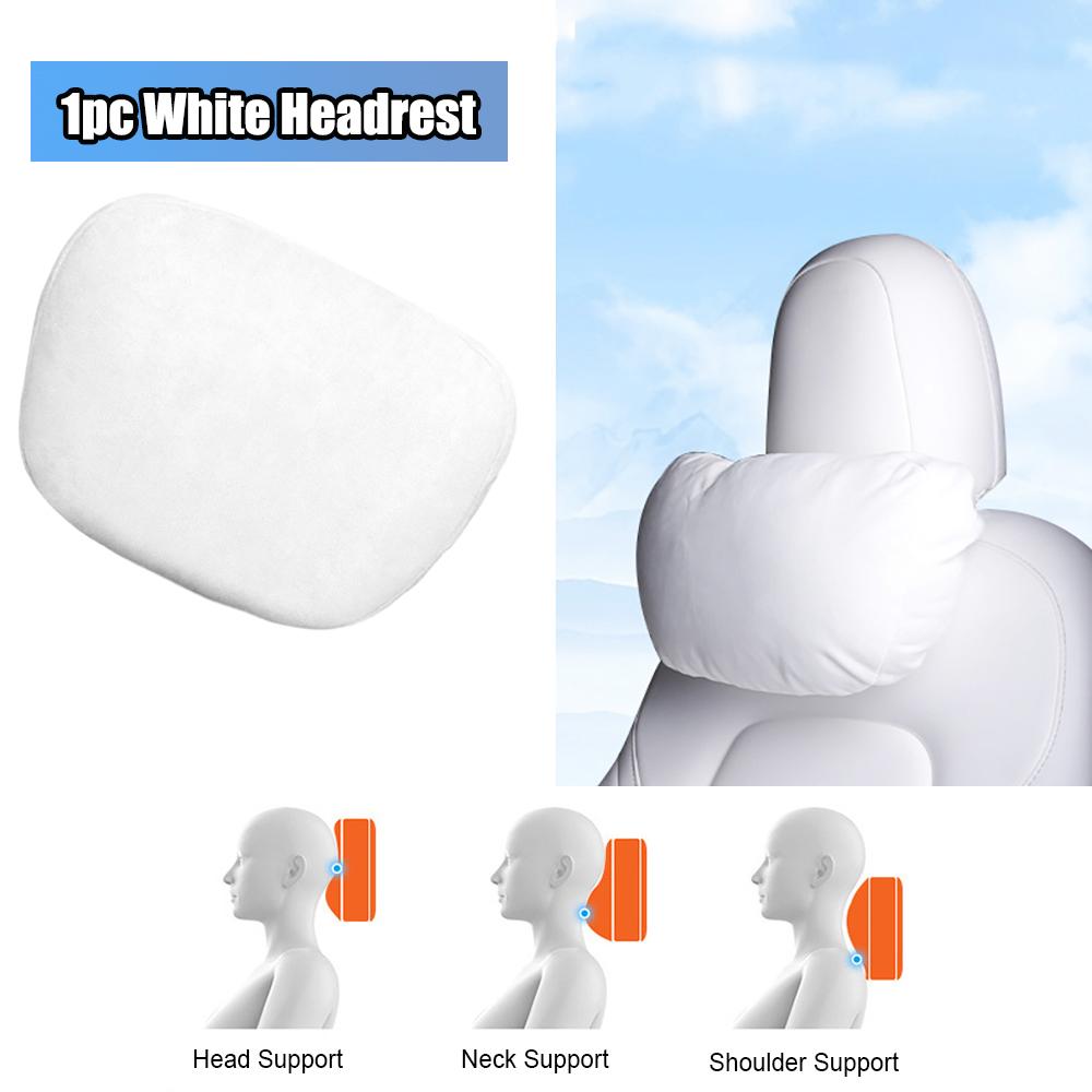 For Tesla Model 3 Y S X Car Seat Headrest Neck Pillow Cushion Suede Comfortable Headrest Lumbar Support Black/White