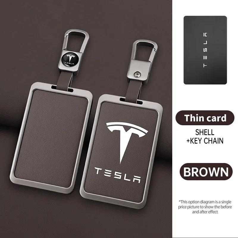 Car Sticker Tesla Car Fashion Zinc Alloy Smart NFC Card Key Case Cover Shell Keychain Protection Auto Styling Accessory For Tes