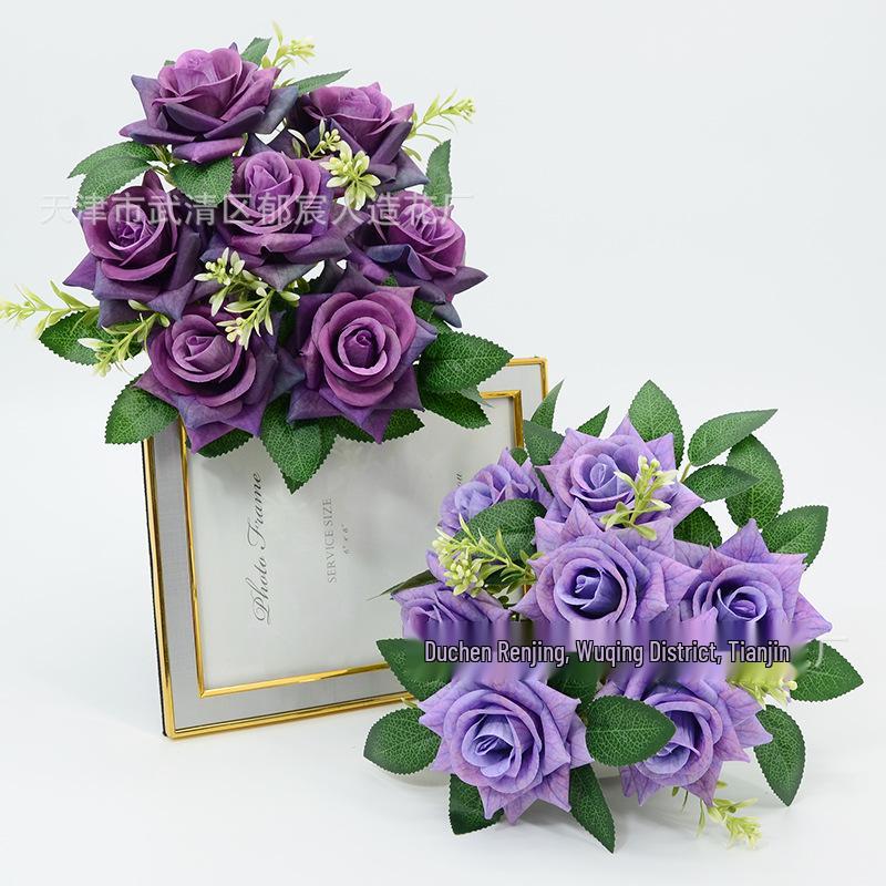 7-Head 3D Rose Bouquet with Rose Handle for Wedding and Home Decor