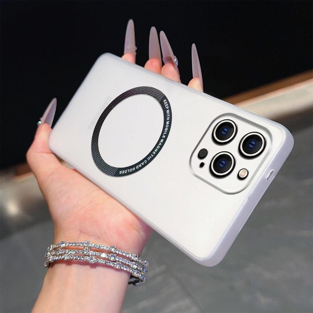Magnetic Semi‑Transparent Matte Phone Case for iPhone 12 ProMax,11 Pro Soft TPU Shockproof Cover