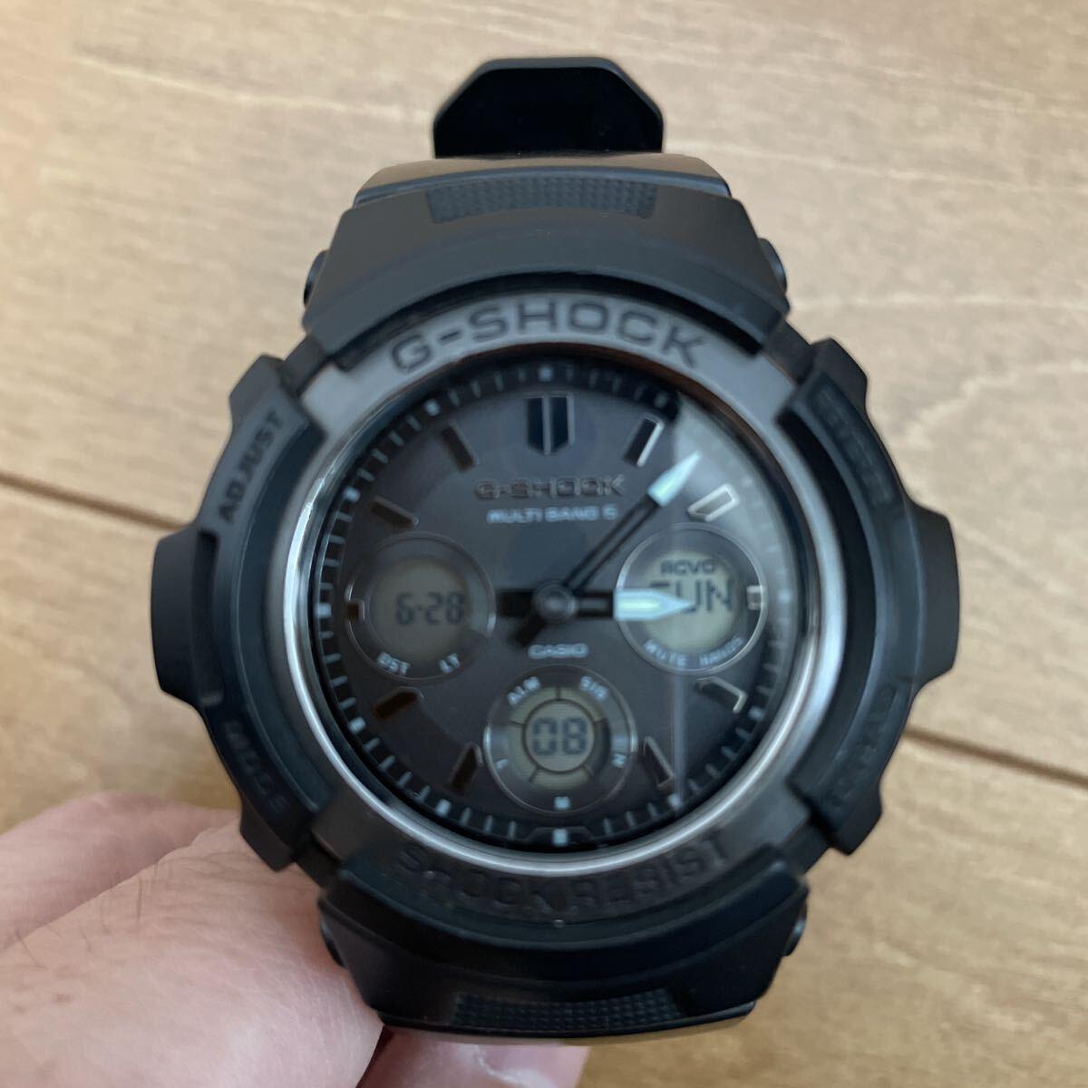 Used CASIO G-SHOCK Radio Solar Tough Solar AWG-M100SBB Working Product Ana-Digi Watch