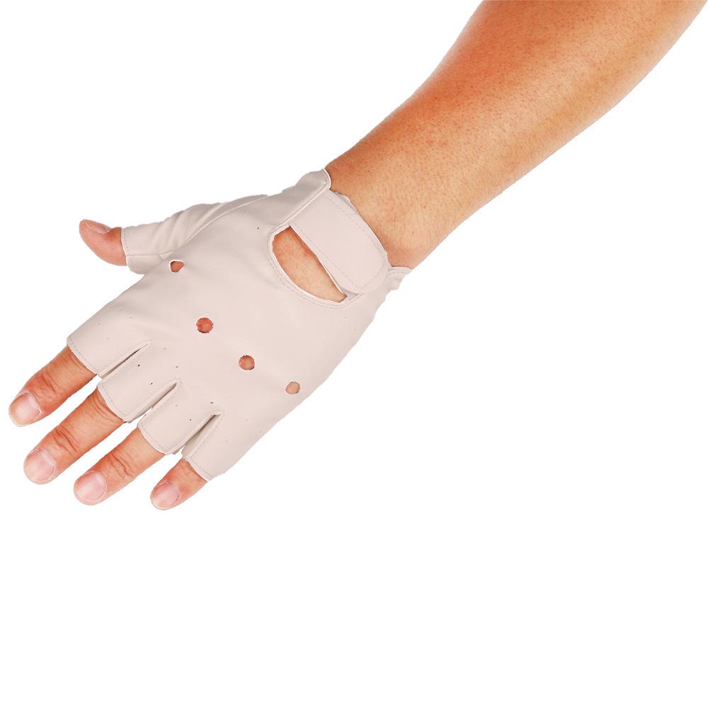 Men's Punk Gothic Leather Half-Finger Dance Gloves for Spring/Autumn Stage Performance
