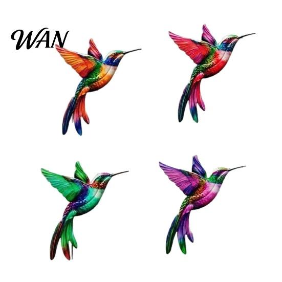 2D Acrylic Bird Art 4 Pcs Hummingbird Wall Colorful Garden Birds Sculpture Outdoor Fence Nature-inspired Decoration Hanging Ornaments for Yard Living
