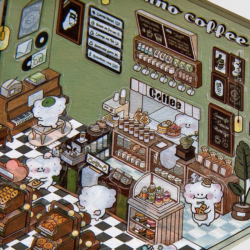 3D PET Sticker Cute Cartoon Miniature Scene 3D Landscaping Stickers DIY Cabin Scene Stacking And Pasting Hand Account Gif