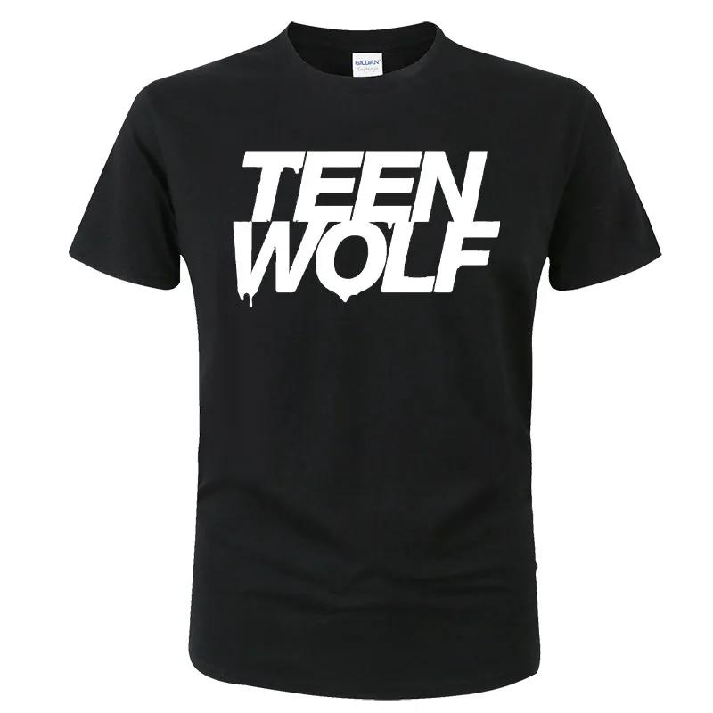 Teen Wolf Letter Print 2024 Summer Popular Trend Simple Round Neck T-shirt Casual High endVersatile Short SleeveG138