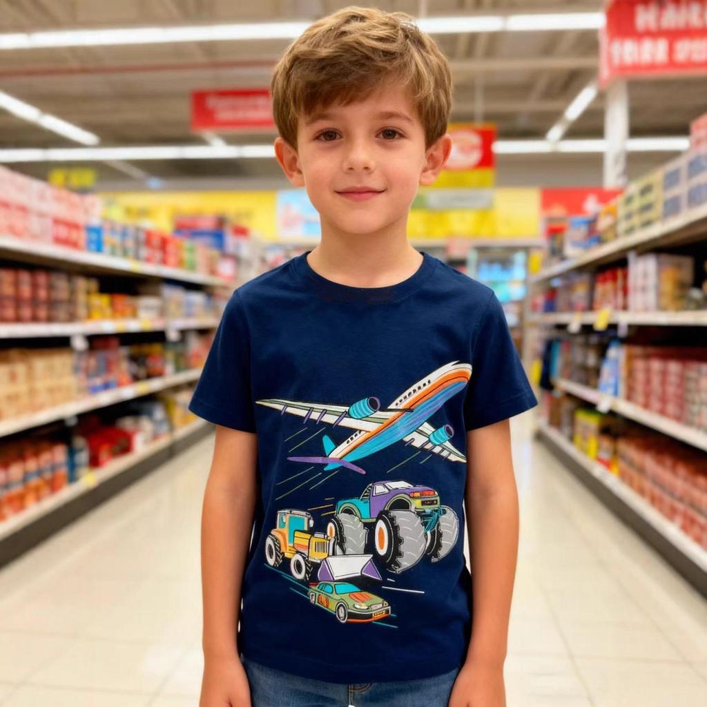 2026 Spring/Summer Boys' Cartoon T-Shirts - New European & American Styles, Round Neck, Short Sleeve