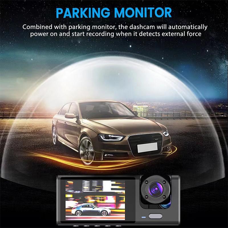 3 Channel Dash Cam for Car Camera Video Recorder Dashcam DVRs Black Box Dual Lens DVR with Rear View Camera 24H Parking Monitor