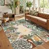 Tropical Jungle Theme Living Room Floor Mat Leopard Giraffe Tiger Bird Palm Trees Print Area Rug Soft Non-Slip Home Decor Carpet