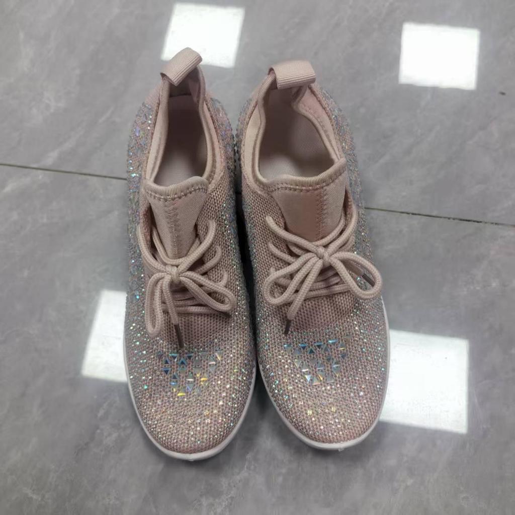 2025 Frühling/Herbst Damen Strass Keilsneakers: Dicke Sohle, Sportlicher Stil, Lässige Damenschuhe, Größe 43