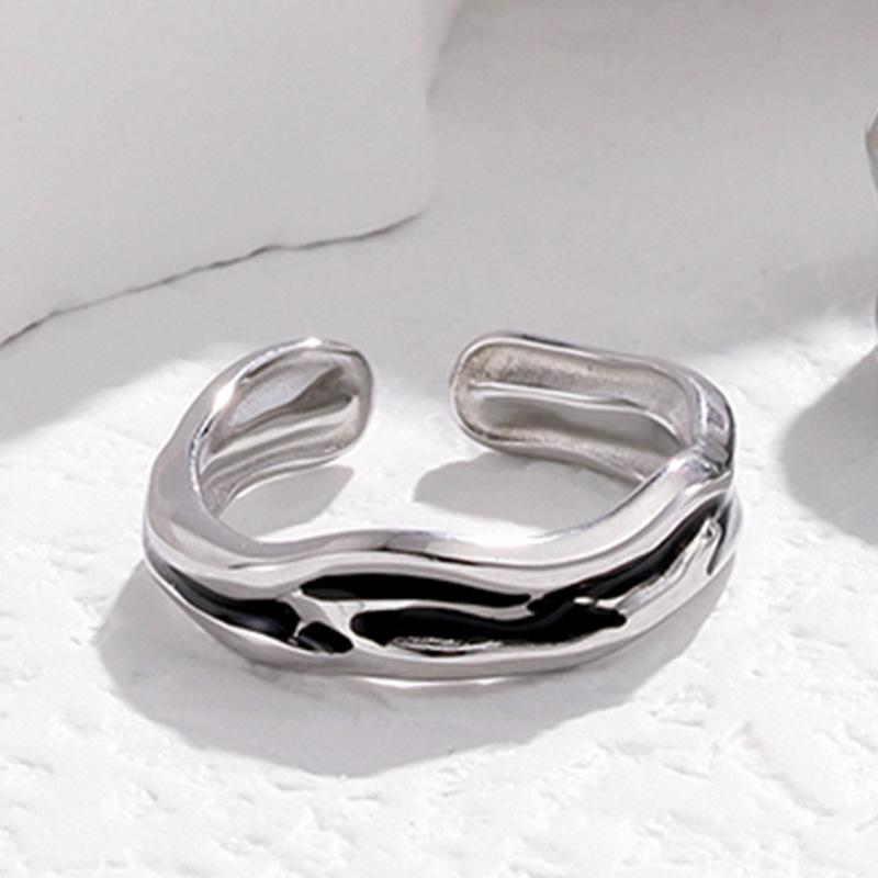 Stainless Steel Titanium Couple Rings - Cold Style, Non-Fading, Drip Oil, Open Design, Versatile Accessories