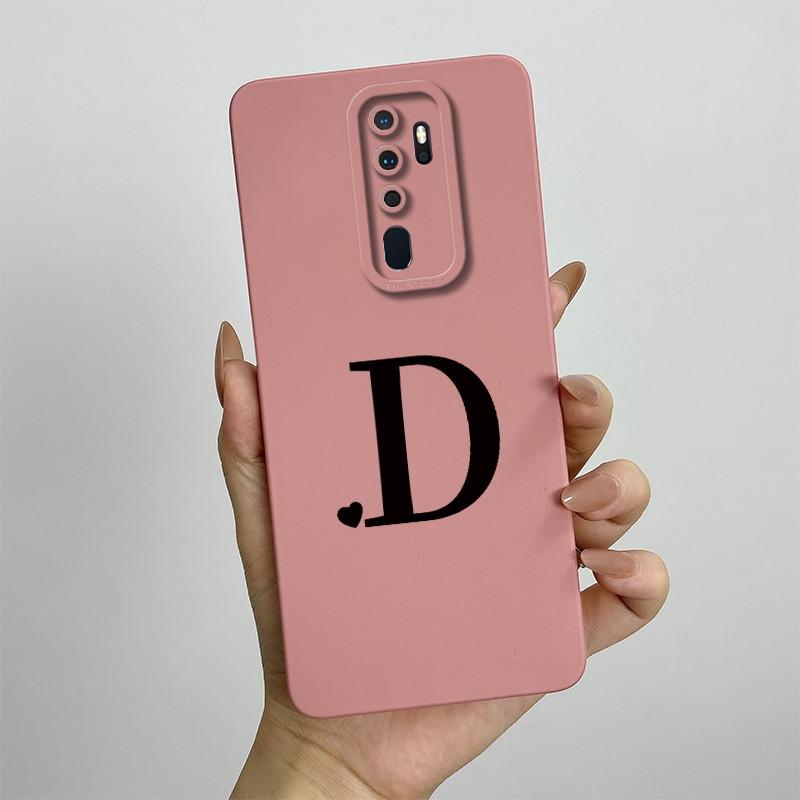 Cute Initial Letters Case For OPPO A5 (2020) Liquid Silicone Smooth Cases For OPPO A9 (2020) A11X Soft Cover OPPO A5 2020 Bag