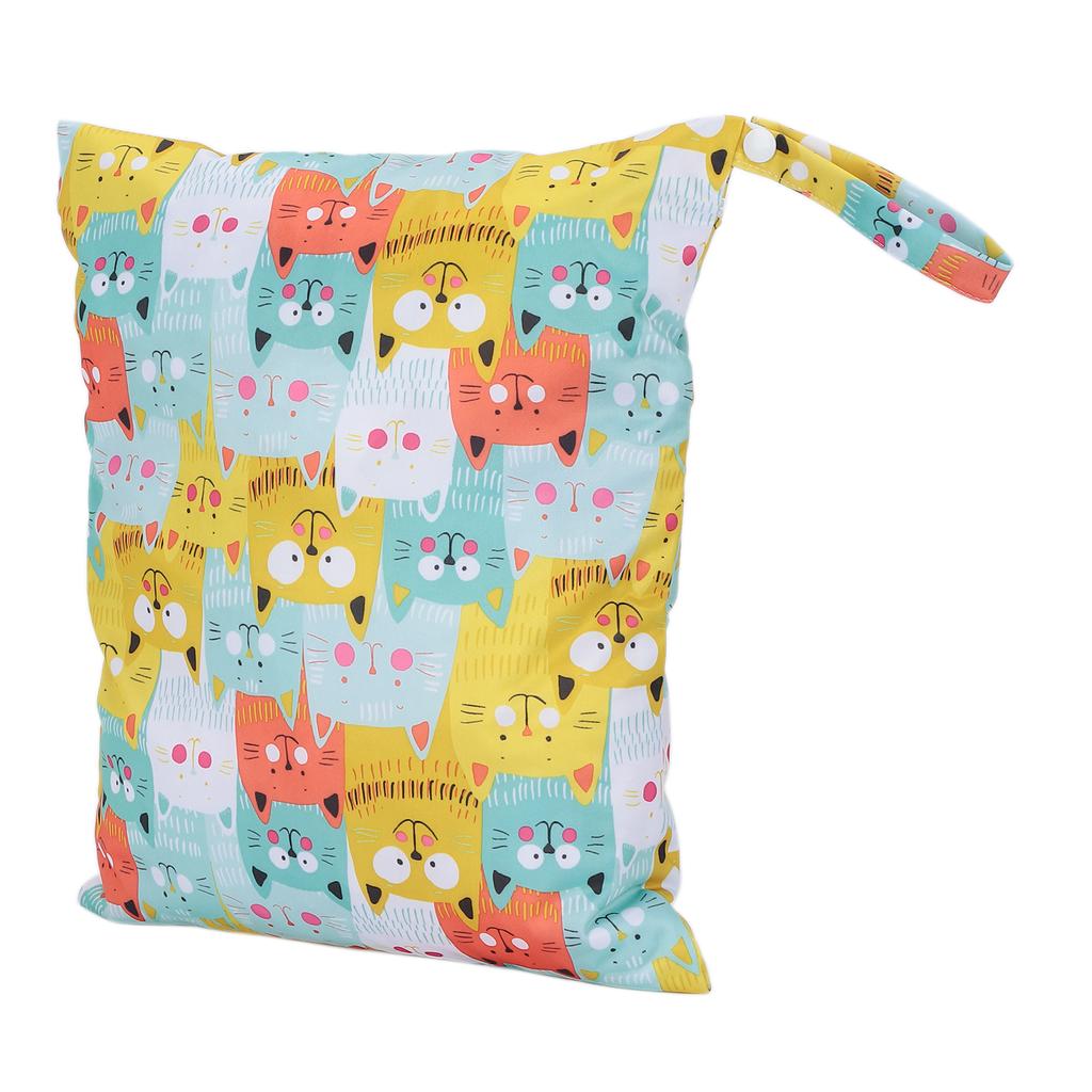 Baby Cloth Diaper Bag Waterproof Reusable Outing Wet Dry Bags with 2 Zippered Pockets
