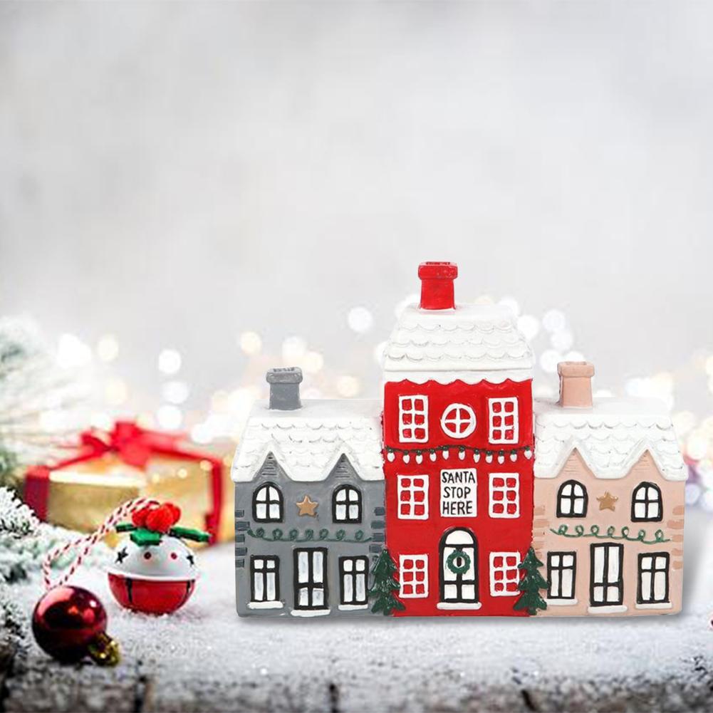 Village House Incense Burner Resin Snowy Winter House Figurines With 2 Incense Cone Burner Home Decoration For New Year Gift