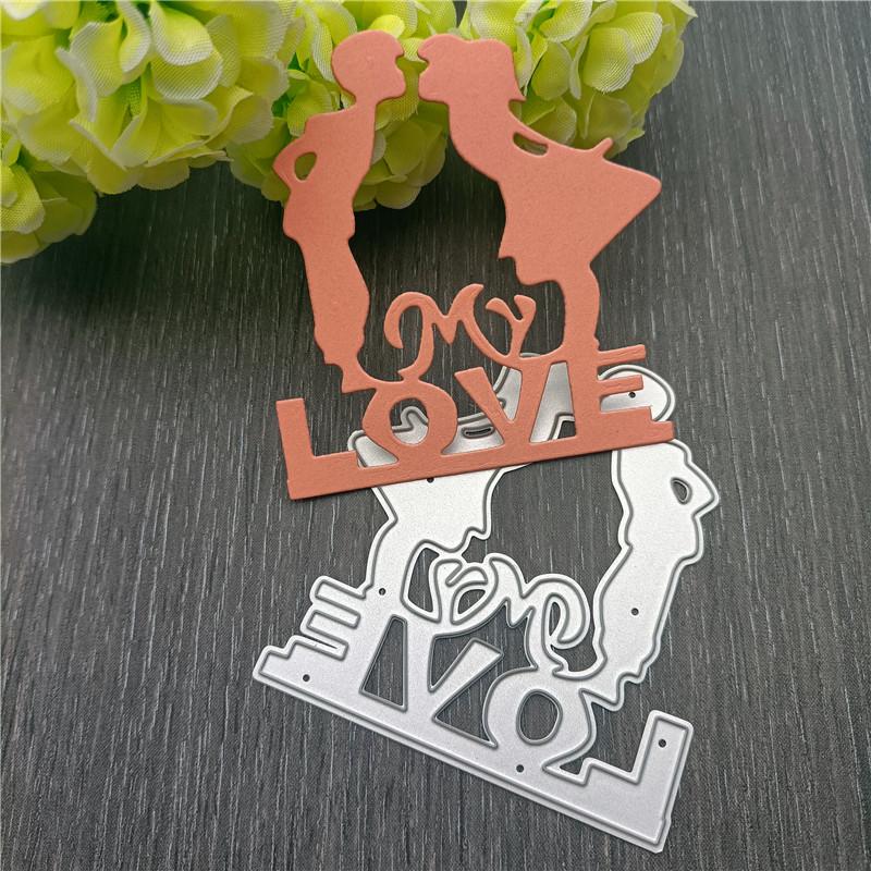 2pc Mixed  Love Letter and Flower Background Frame Metal Cutting Dies Stencils for DIY Scrapbooking Decorative Embossing Handcraft Template