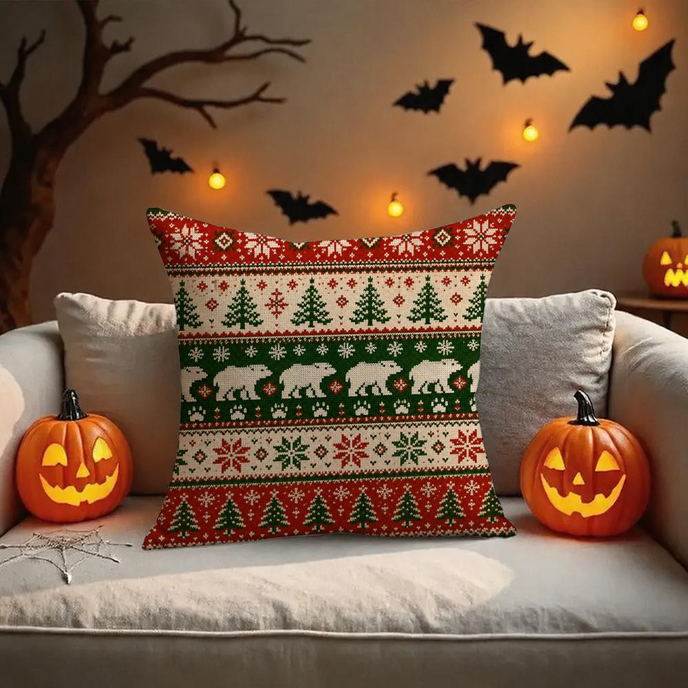 Nordic Halloween Gift Cushion Cover Halloween Rustic Throw Pillow Covers, Cute Ghost Pumpkin Maple Leaf Cushion Covers