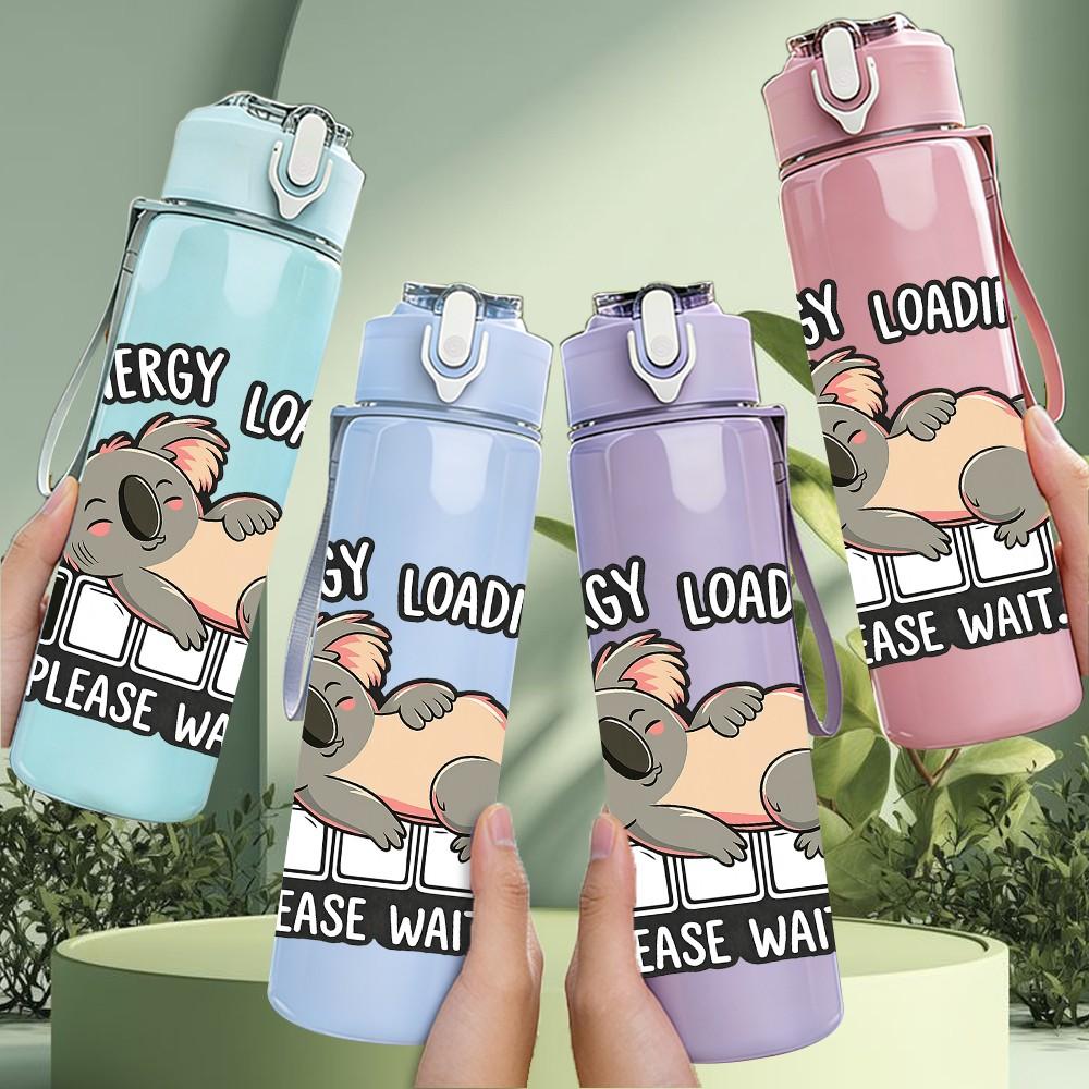 1PC Cat Mouse Funny Cartoon Print 750ml Color Plastic Sports Water Bottle Leakproof Flip Straw Lid Suitable for Sports Office Home Use