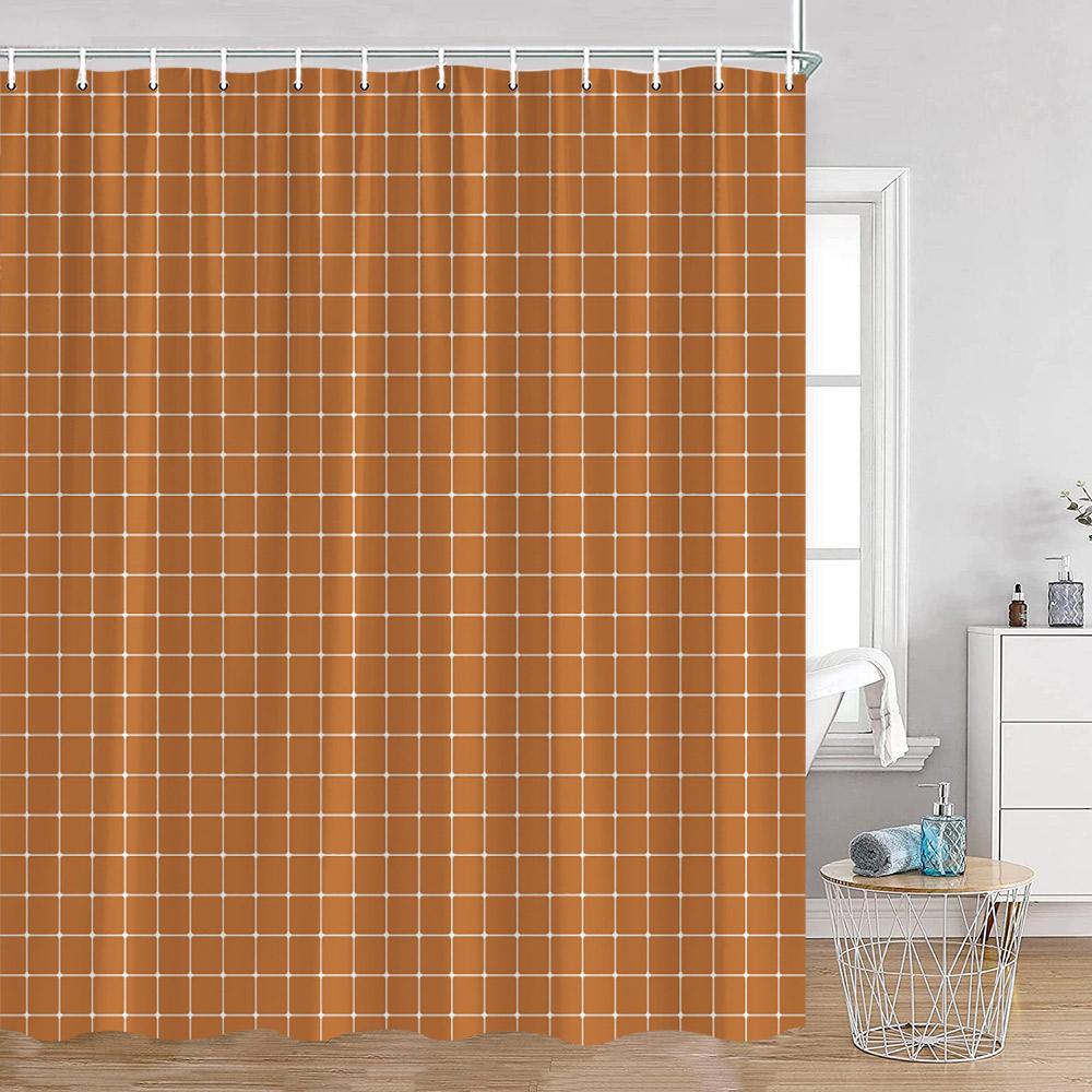 Simple Checkerboard Shower Curtains Colorful Abstract Gingham Pattern Check Checkered Modern Nordic Bathroom Curtains Decor