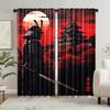 2pcs Elegant Anime Samurai Sheer Curtains – Artistic Decor for Bedroom & Living Room