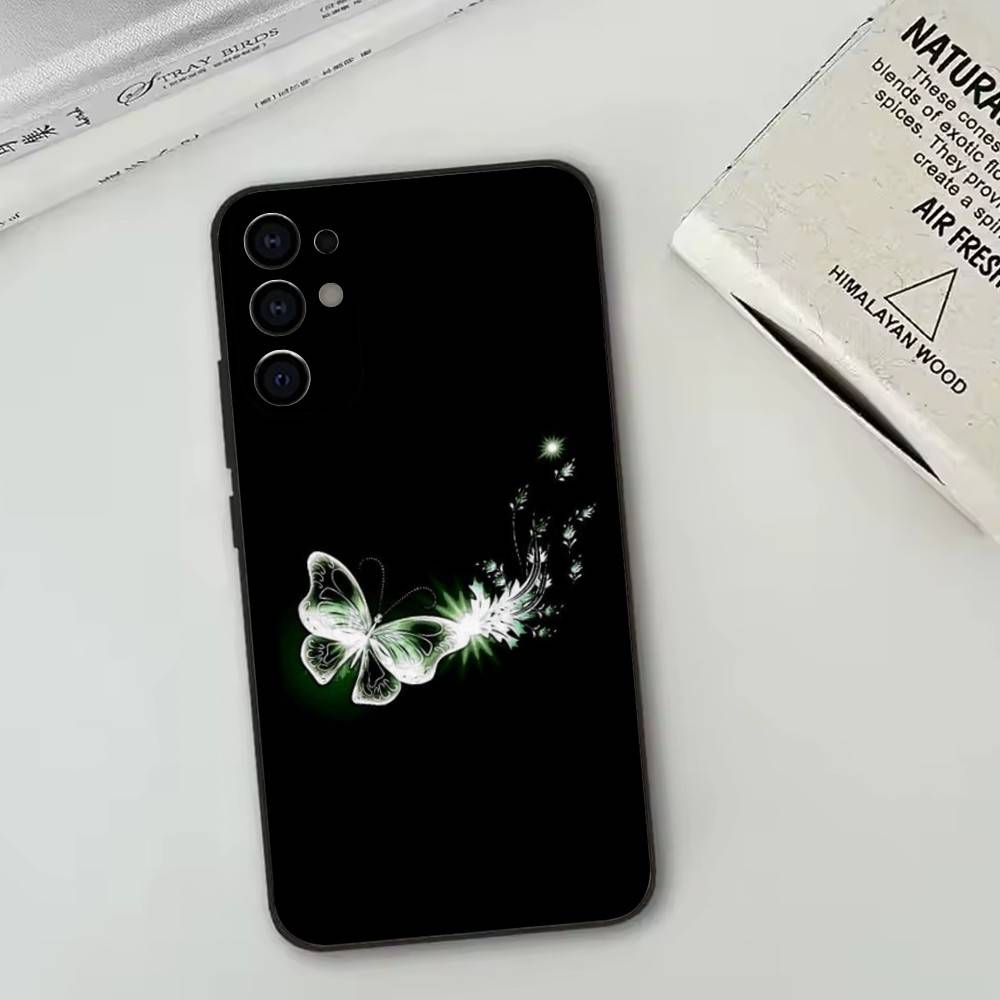 Glow In The Dark Butterfly   Phone Case For Samsung S25,S24,S21,S22,S23,S30,Ultra,S20,Plus,Fe,Lite,Note,10,Black Cover