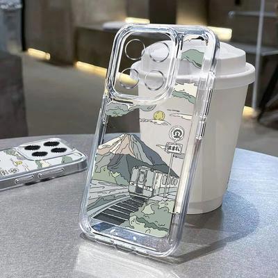 Custodia trasparente per telefono con motivo di montagna animato per Xiaomi 13T 11T Poco F6 X6 X5 Pro Redmi Note 13 12 Pro 11 10, custodia trasparente antiurto in silicone morbido