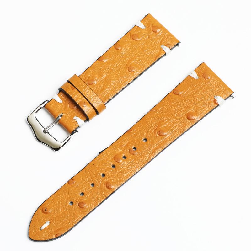 Universal Ostrich Grain Leather Smartwatch Band with Quick Release Buckle