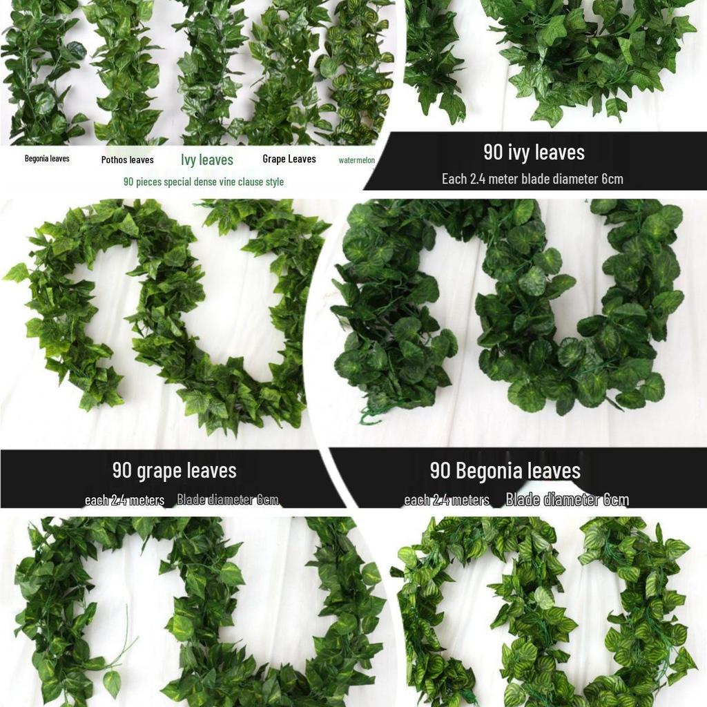 Artificial Rattan Vine Decoration with Green Leaves